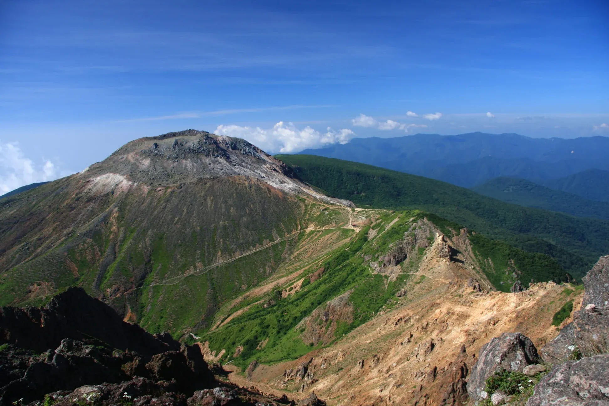 夏の朝日岳からの眺望